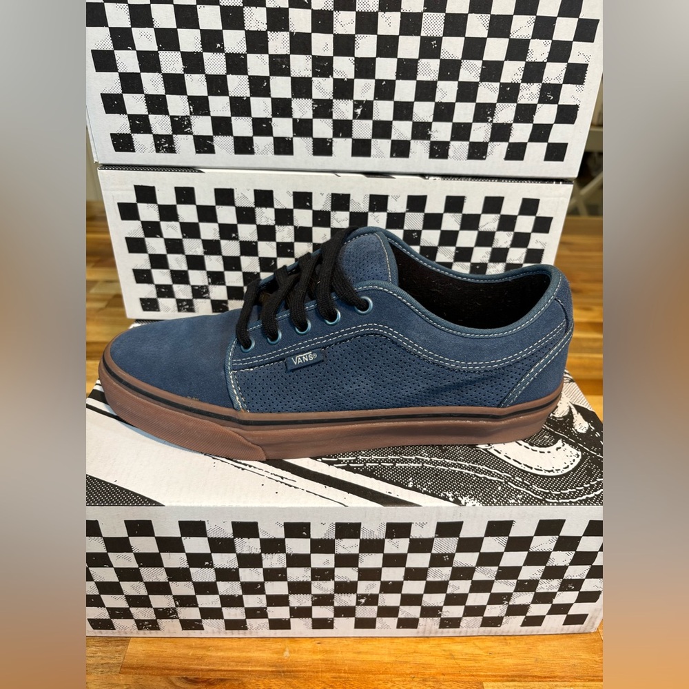 Vans Blue and Brown Sneakers with Padded Collar